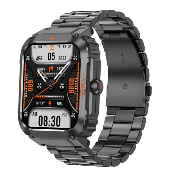 Smartwatch Hagen HB21 grafitowy prostokątny na bransolecie z pomiarem cukru