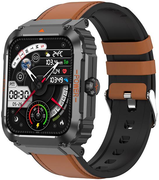 Smartwatch Hagen HB21 grafitowy prostokątny z pomiarem cukru
