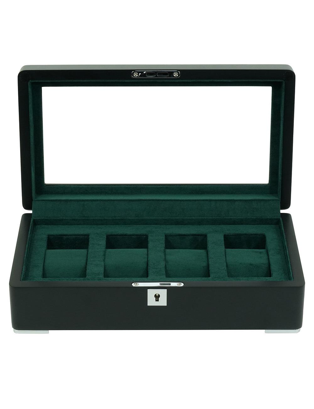 Rothenschild Watch Box blackwith green velvet RS-3420-4-BL-GRE