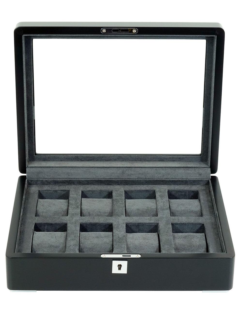 Rothenschild Watch Box blackwith grey velvet RS-3420-8-BL-CHA