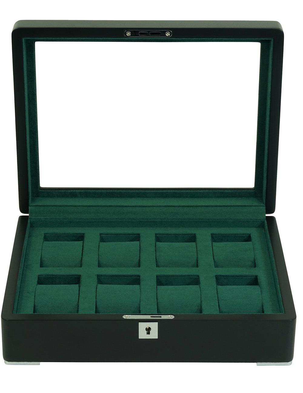 Rothenschild Watch Box blackwith green velvet RS-3420-8-BL-GRE